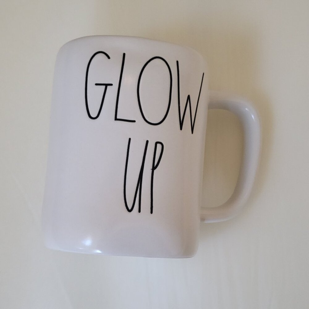 Rae Dunn Mug Glow Up Artisan Collection Ivory White Matte Coffee Cup